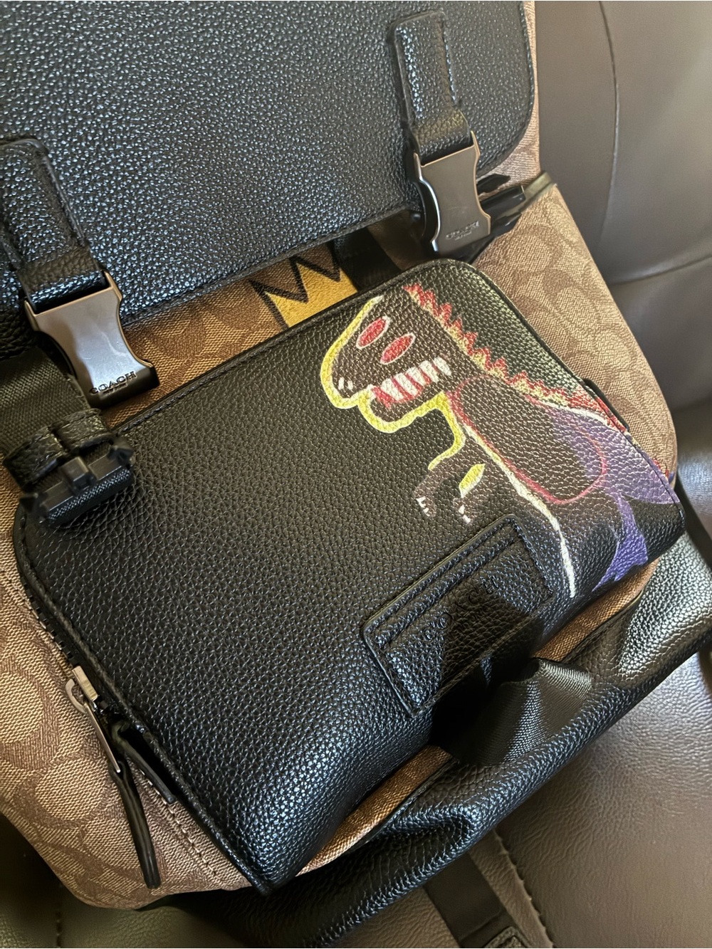 Coach Men's Signature Canvas Backpack with Black Leather Trim - Picture 3 of 9